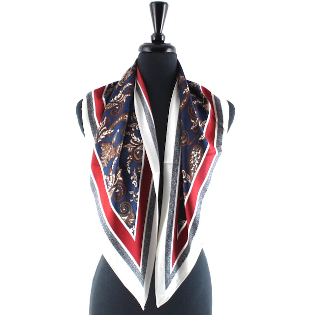 Pretty Persuasions Triangle Scarf - Navy/Red Paisley