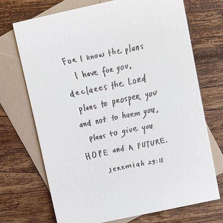 Twelve Stone Art Jeremiah 29:11 Letterpress Flat Note Card