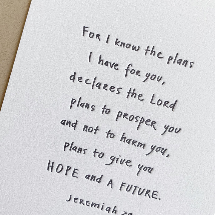 Twelve Stone Art Jeremiah 29:11 Letterpress Flat Note Card