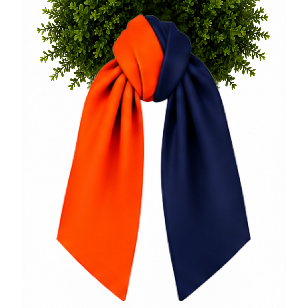 CBC BiColor Game Day Wreath Sash - Tiger Orange/Navy w/Paw Print