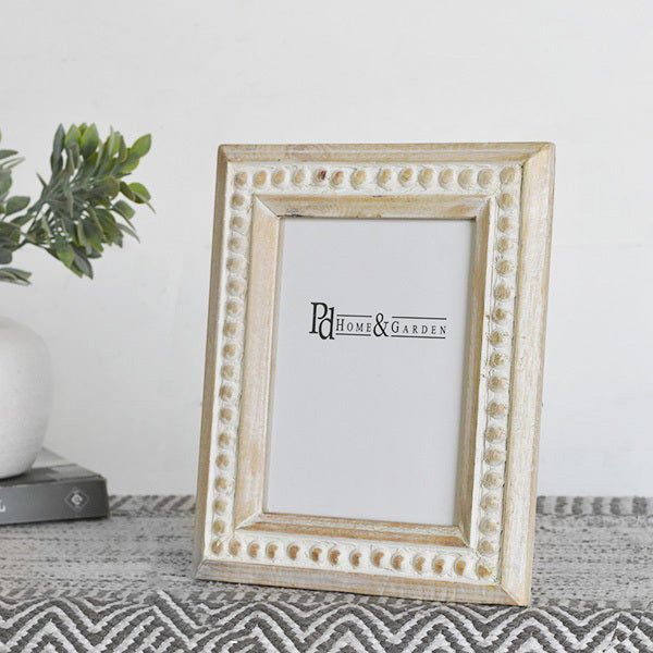 PD Home & Garden Wood Beaded Frame - 4" x 6"