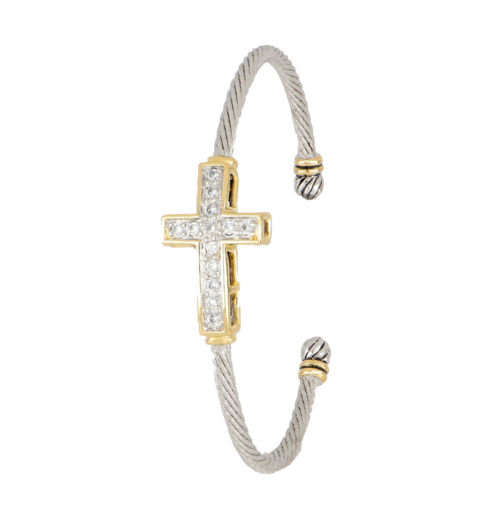 John Medeiros Celebration Petite Pavé - Cross Wire Cuff Bracelet