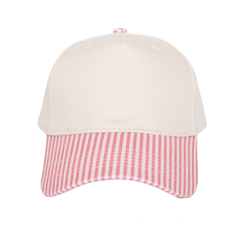 Katydid Striped Vintage Hat - Pink and Light Pink
