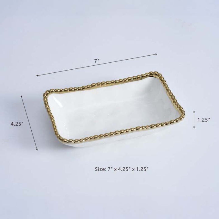Pampa Bay Golden Salerno Rectangular Dish - White/Gold