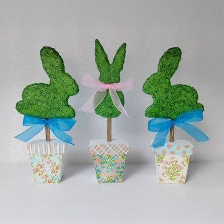 Trade Cie Bunny Topiary MDF Pots with Metal Bunny