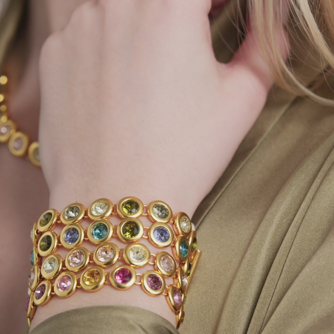 Julie Vos Rainbow Tennis Bracelet - Gold/Champagne Radiance/OS