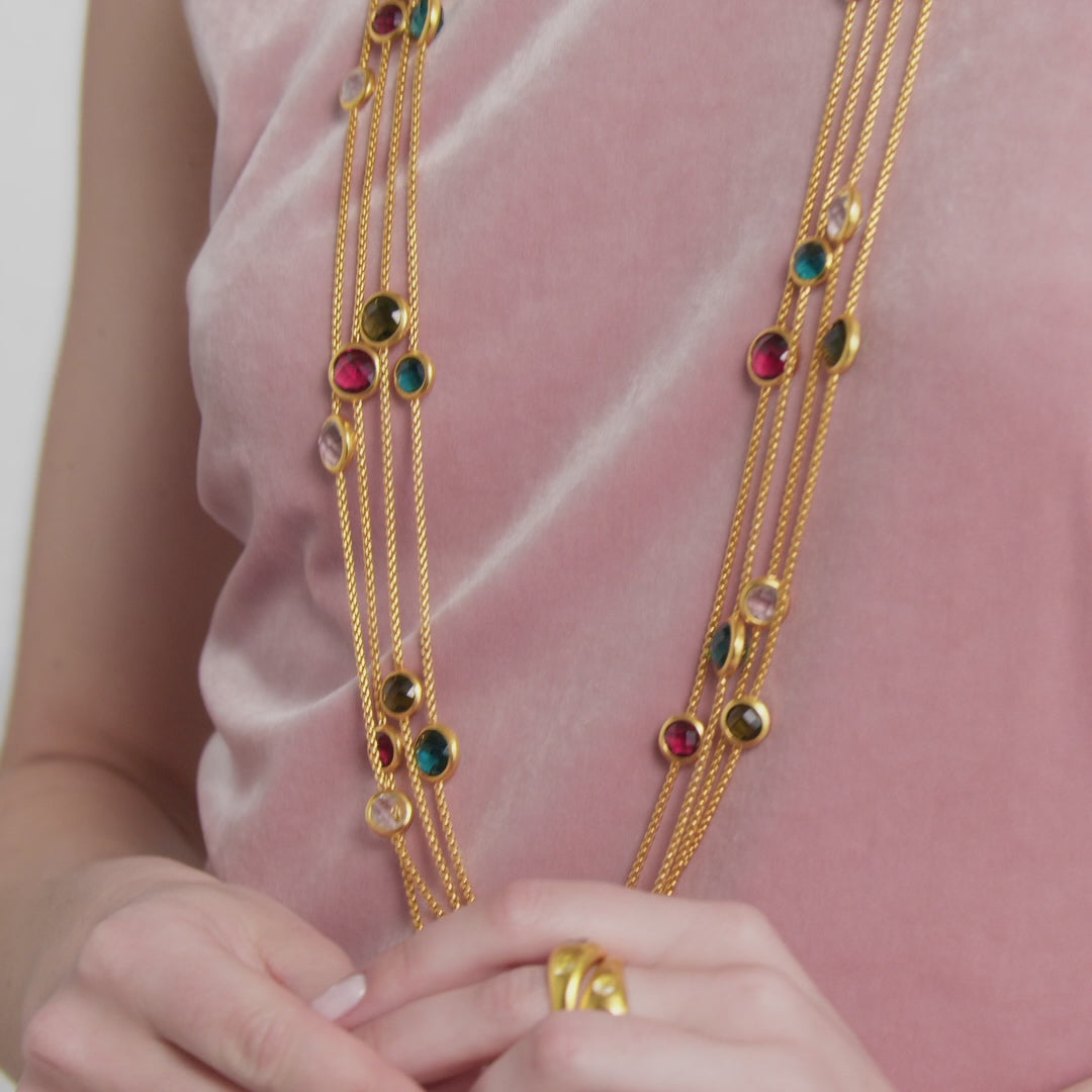 Julie Vos Rainbow Station Necklace - Gold/Clear Crystal/OS