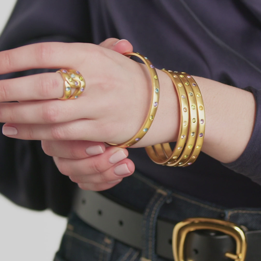 Julie Vos Rainbow Bangle - Gold/Champagne Radiance/Small