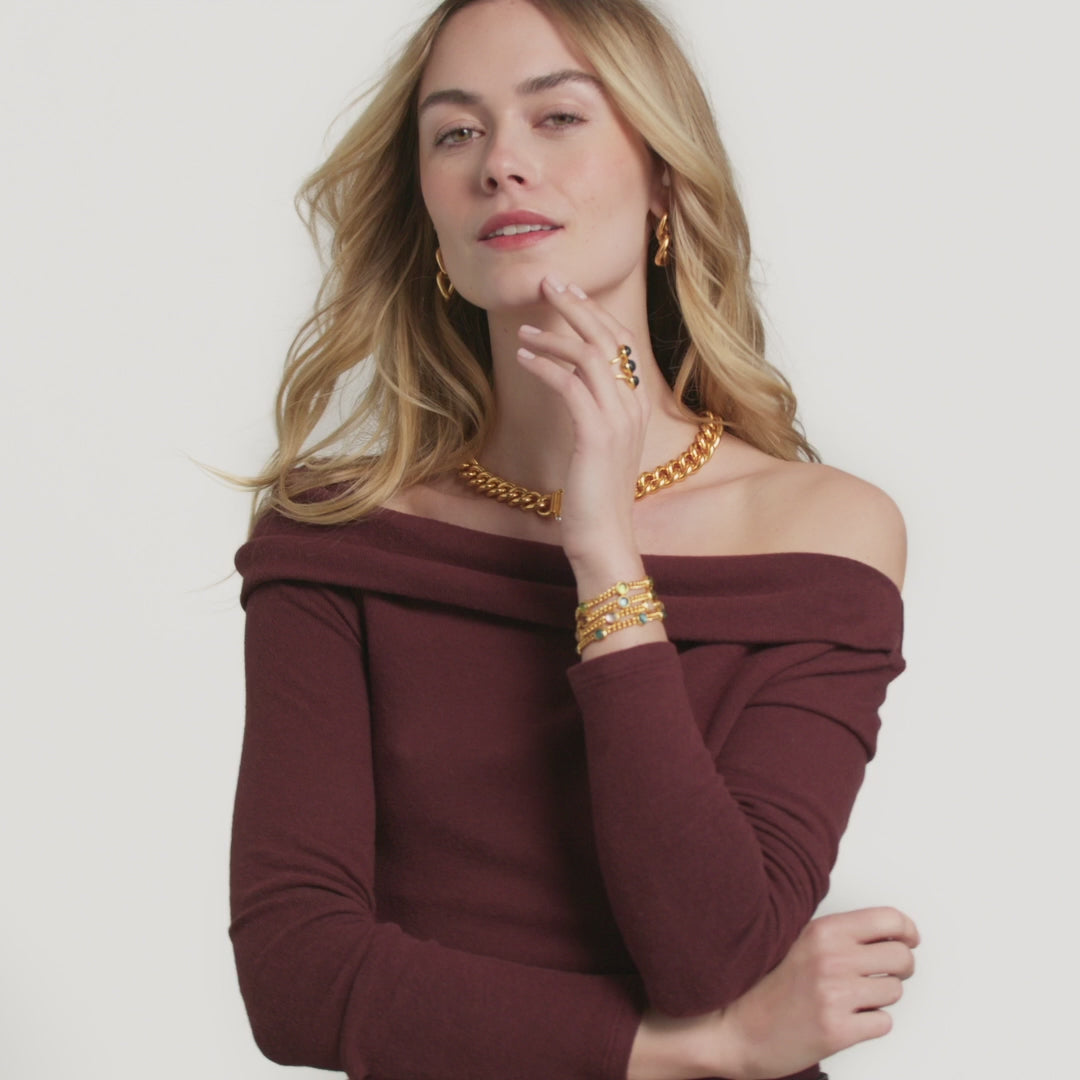 Julie Vos Dolce Delicate Bracelet - Gold/Iridescent Palmetto Green/OS