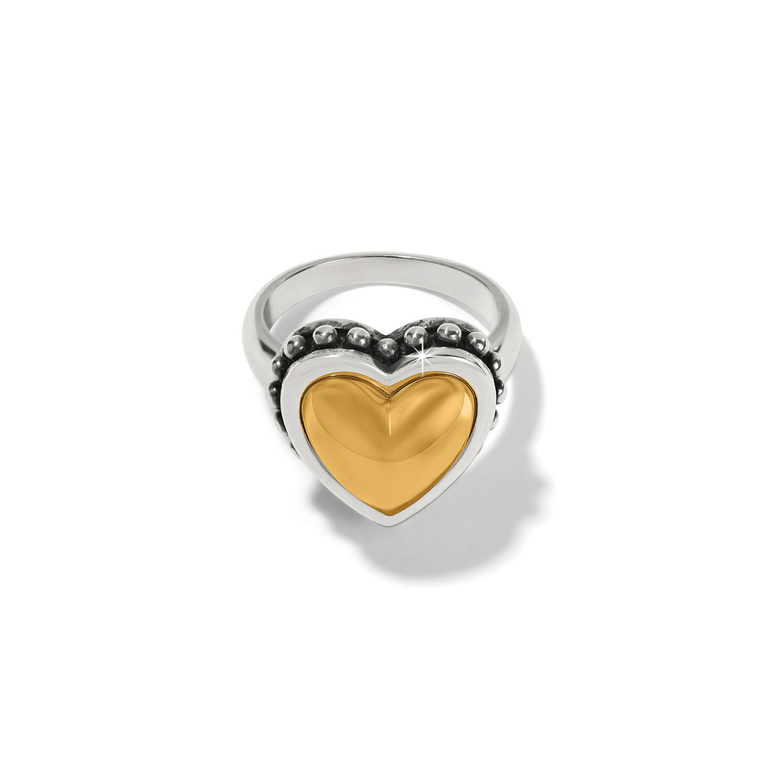 Brighton Pretty Tough Bold Heart Two Tone Ring - Size 6