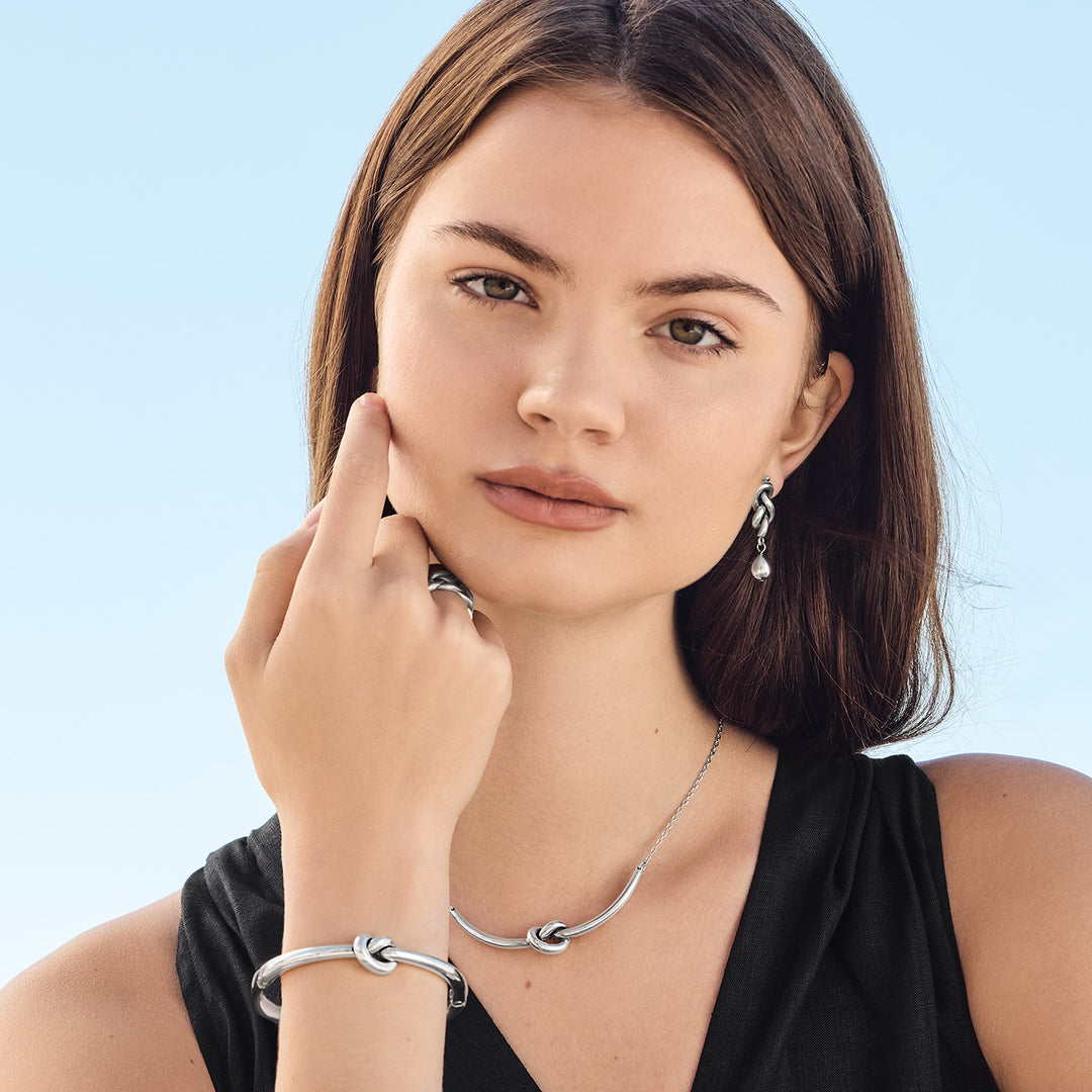 Brighton Interlok Single Knot Drop Earrings - Silver