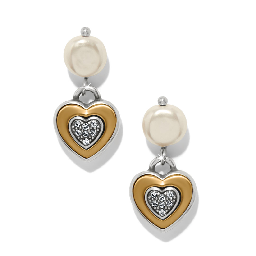 Brighton One Heart Pearl Post Drop Earrings