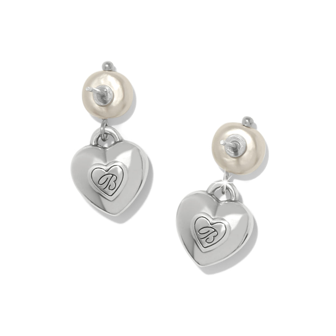 Brighton One Heart Pearl Post Drop Earrings