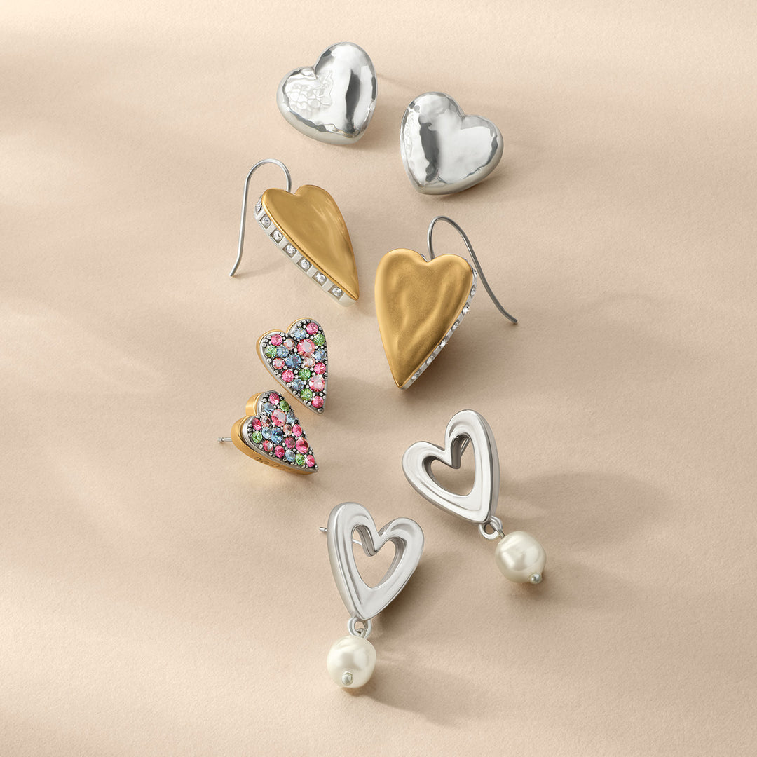 Brighton Cascade Open Heart Pearl Post Drop Earrings