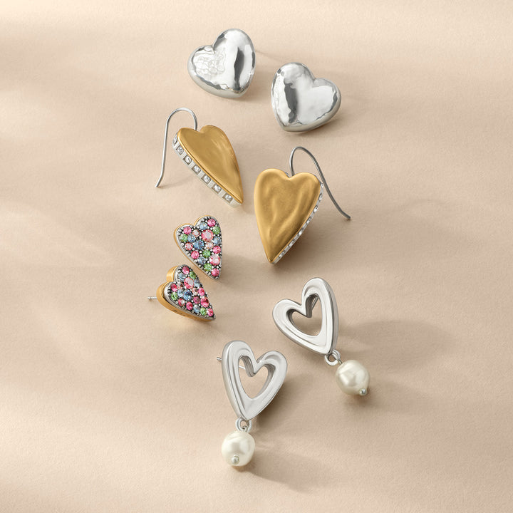 Brighton Cascade Open Heart Pearl Post Drop Earrings