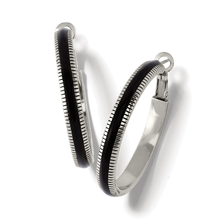 Brighton Interlok Noir Heirloom Hoop Earrings - Silver/Black