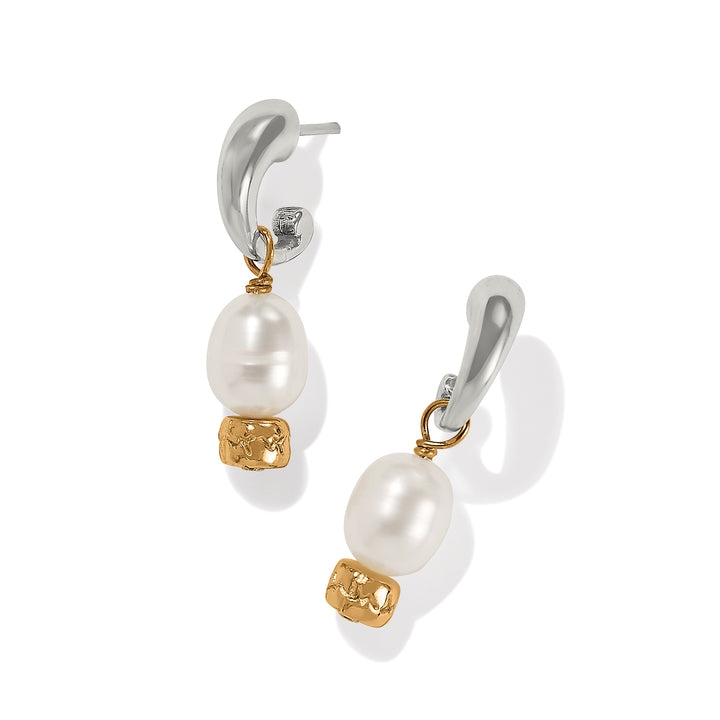 Brighton Meridian Petite Pearl Two Tone Post Hoop Earrings