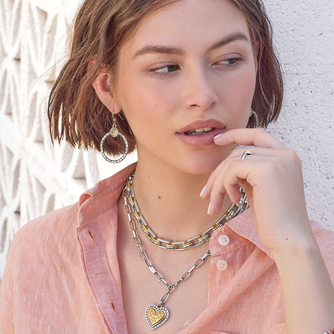 Brighton Mosaic Two Tone French Wire Hoop Earrings