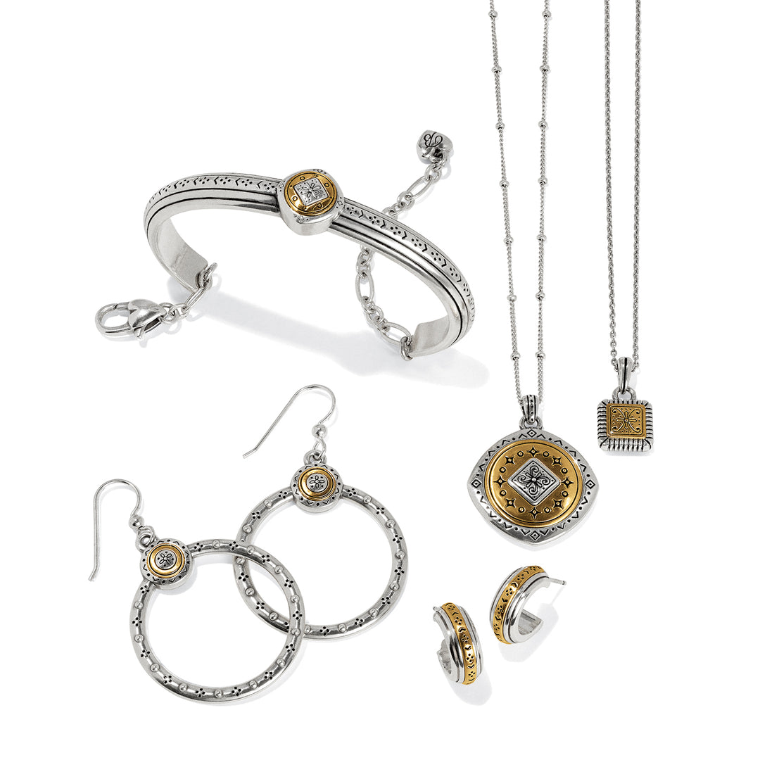 Brighton Mosaic Two Tone Mini Hoop Post Earrings