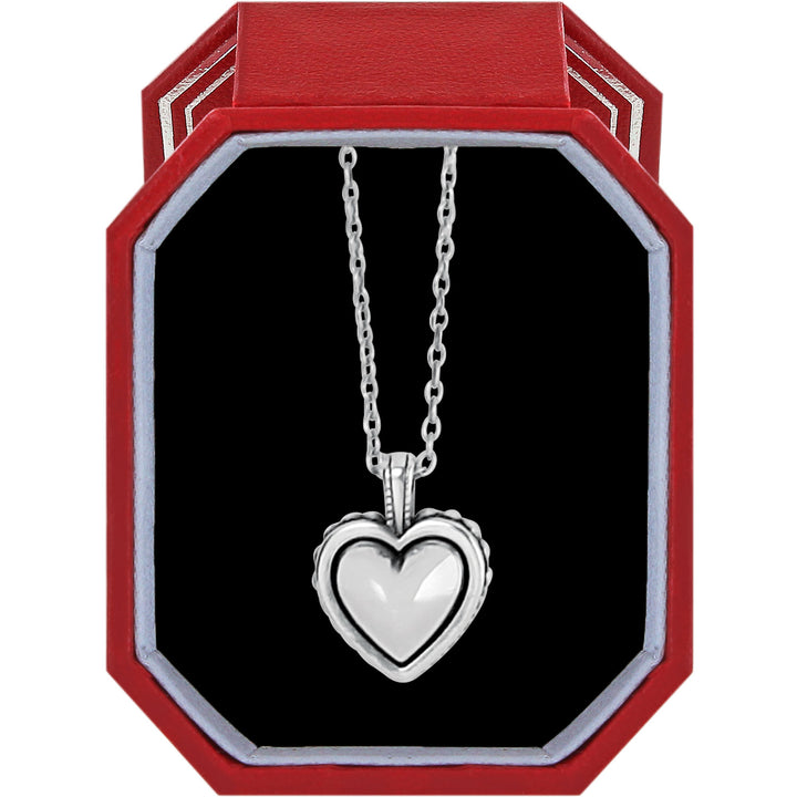 Brighton Pretty Tough Bold Heart Petite Heart Necklace Gift Box - Silver