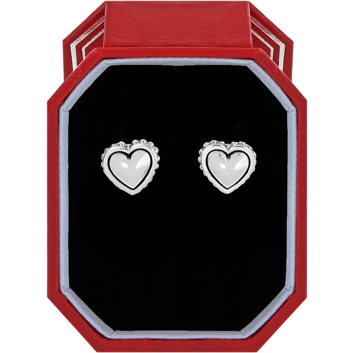 Brighton Pretty Tough Petite Heart Post Earrings Gift Box - Silver