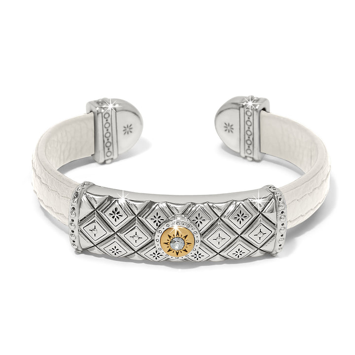 Brighton Mosaic Two Tone Leather Bar Cuff Bracelet - Shoe White