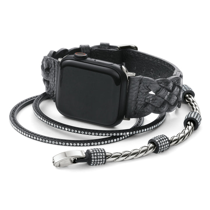 Brighton Sutton Braided Leather Watch Band - Black
