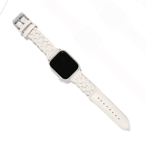 Brighton Sutton Braided Leather Watch Band - Optic White