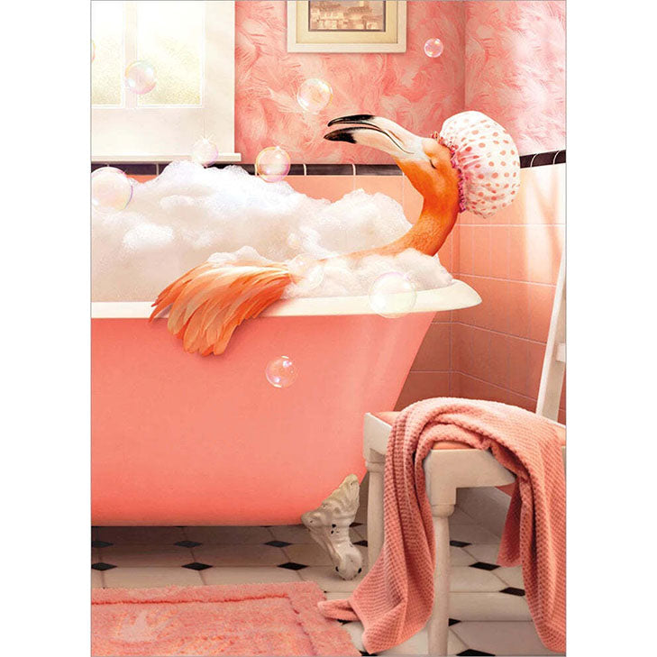 Avanti Press Flamingo Bubble Bath Birthday Card