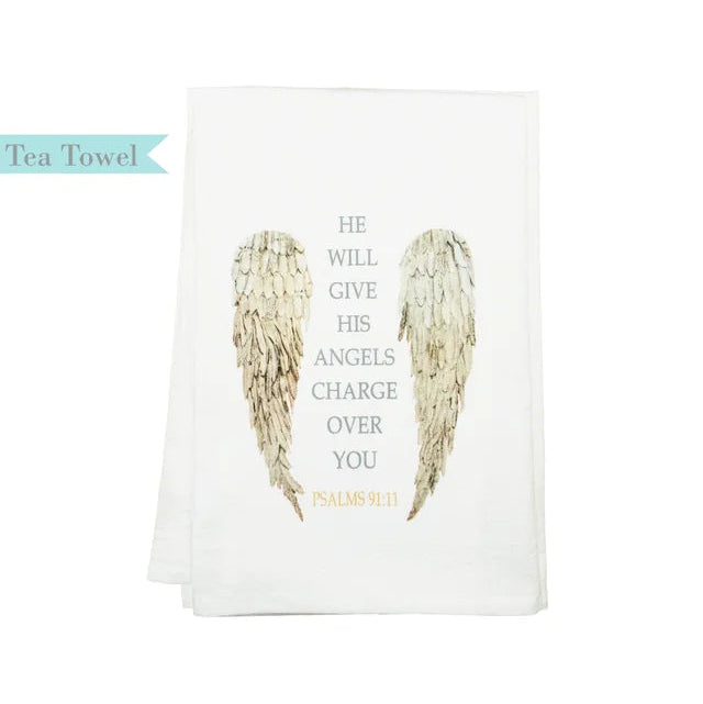 Standing On The Word Tea Towel - Angel Wings Psalms 91:11