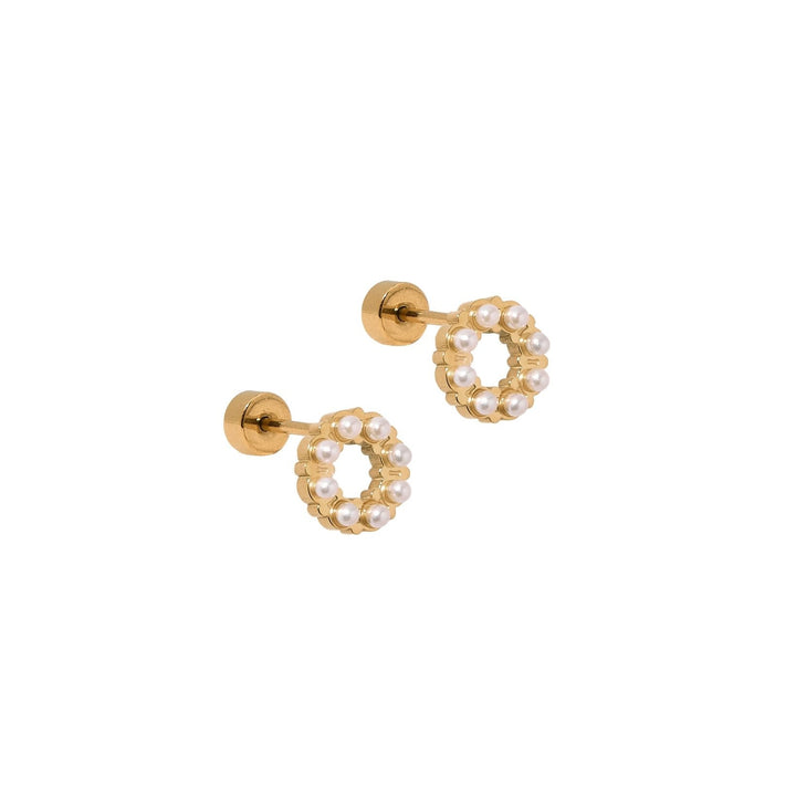 Linny Co Screwback Stud Earrings - Brinley Pearl
