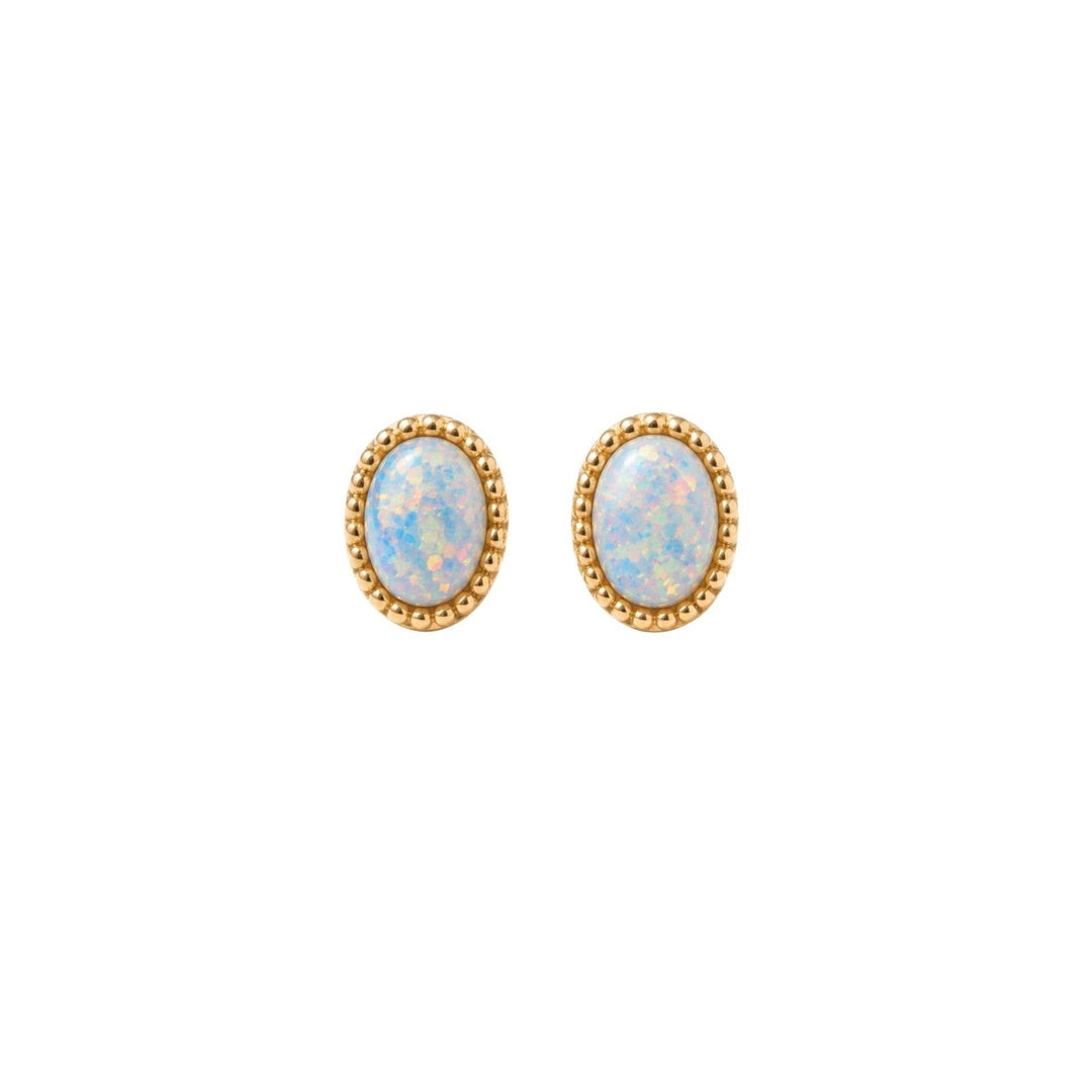 Linny Co Screwback Stud Earrings - Luna Opal White