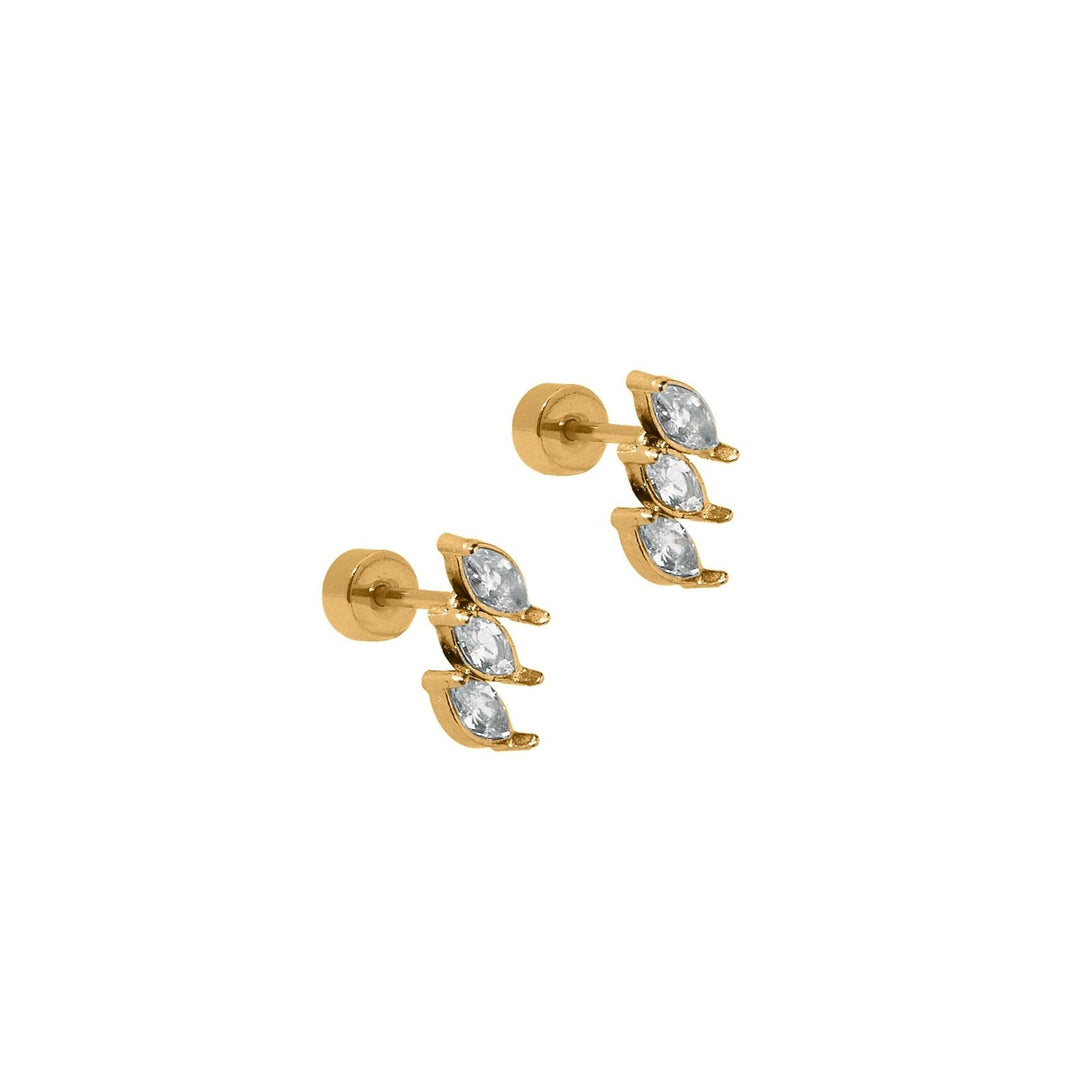 Linny Co Screwback Stud Earrings - Sierra CZ Gold