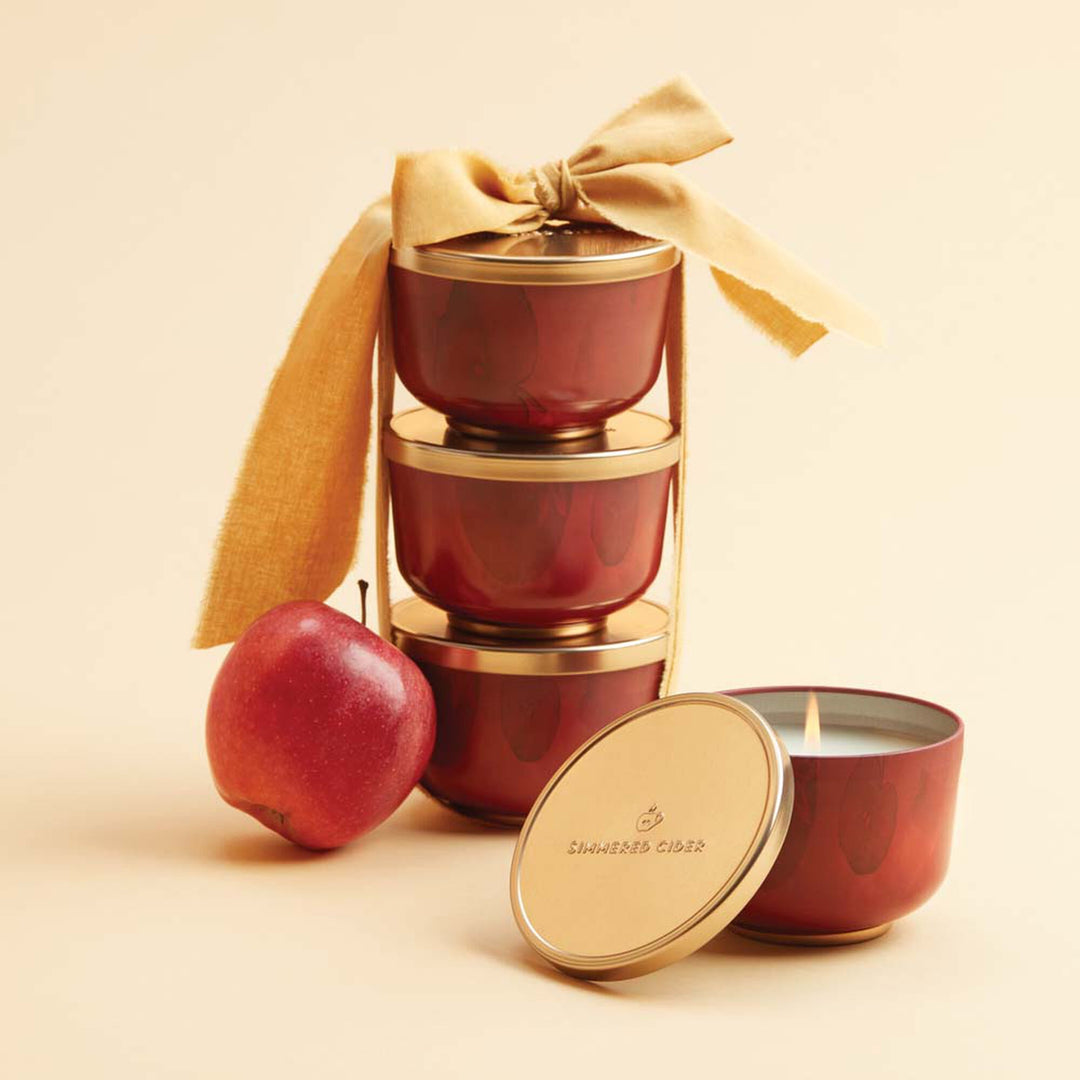 Thymes Poured Candle Tin, Gold Lid - Simmered Cider 6.5 OZ NET WT / 185 G