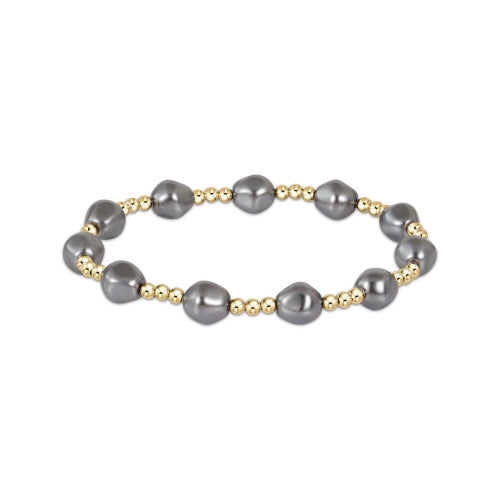 enewton Admire Gold 3mm Bead Bracelet - Pearl - Dark Grey