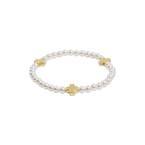 enewton Signature Cross Pearl Pattern 4mm Bead Bracelet - Gold