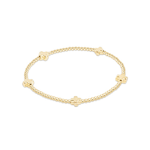 enewton Signature Cross Small Gold Pattern 2mm Bead Bracelet - Gold