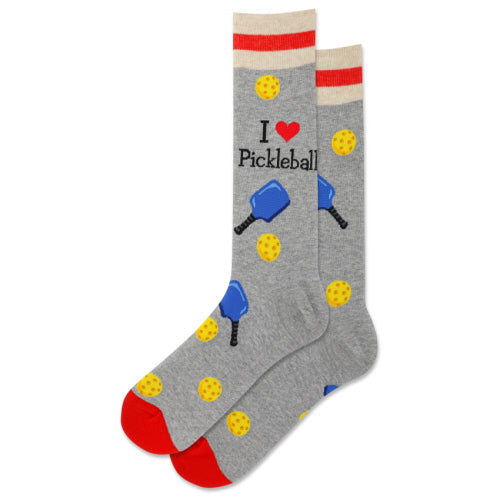 HOTSOX Men's Crew Socks - Pickleball Heather Gray