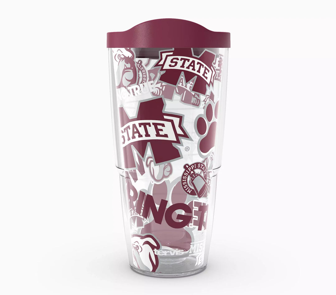 Tervis 24oz Classic Tumbler With Travel Lid - Mississippi State Bulldogs - All Over