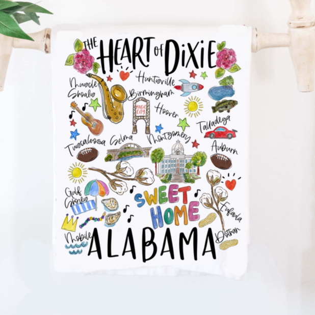 Happy By Rachel Tea Towel - State of Alabama