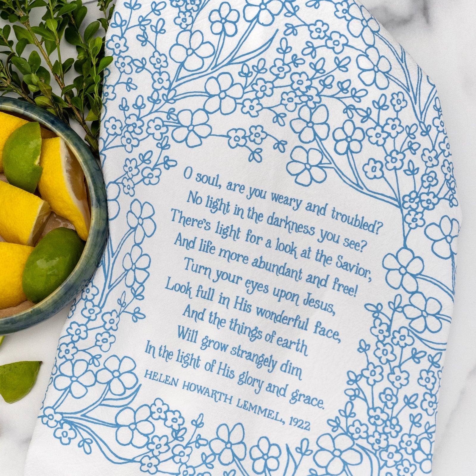 Little Things Studio Turn Your Eyes Upon Jesus Hymn Tea Towel