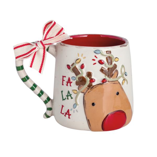 Mud Pie Christmas Reindeer Bow Mug