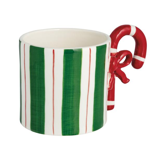 Mud Pie Candy Cane Handle Whimsical Mug