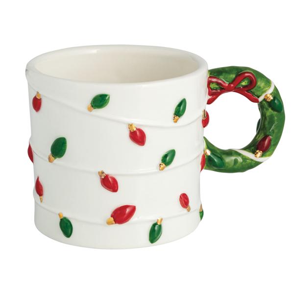 Mud Pie Wreath Handle Whimsical Mug