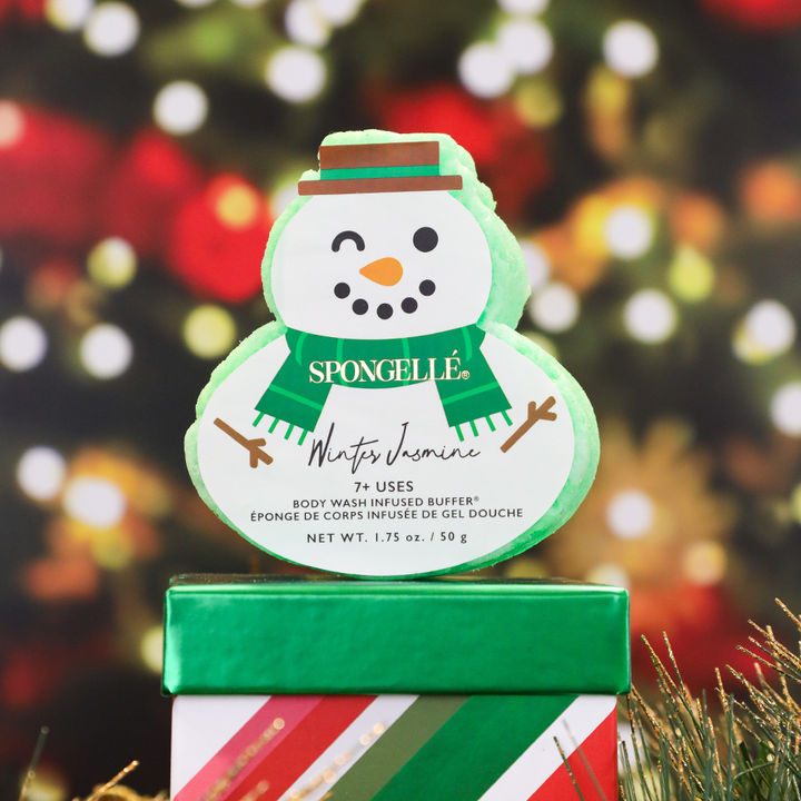 Spongellé® Winter Jasmine | Holiday Snowman Bath Sponge - 7+ WASHES