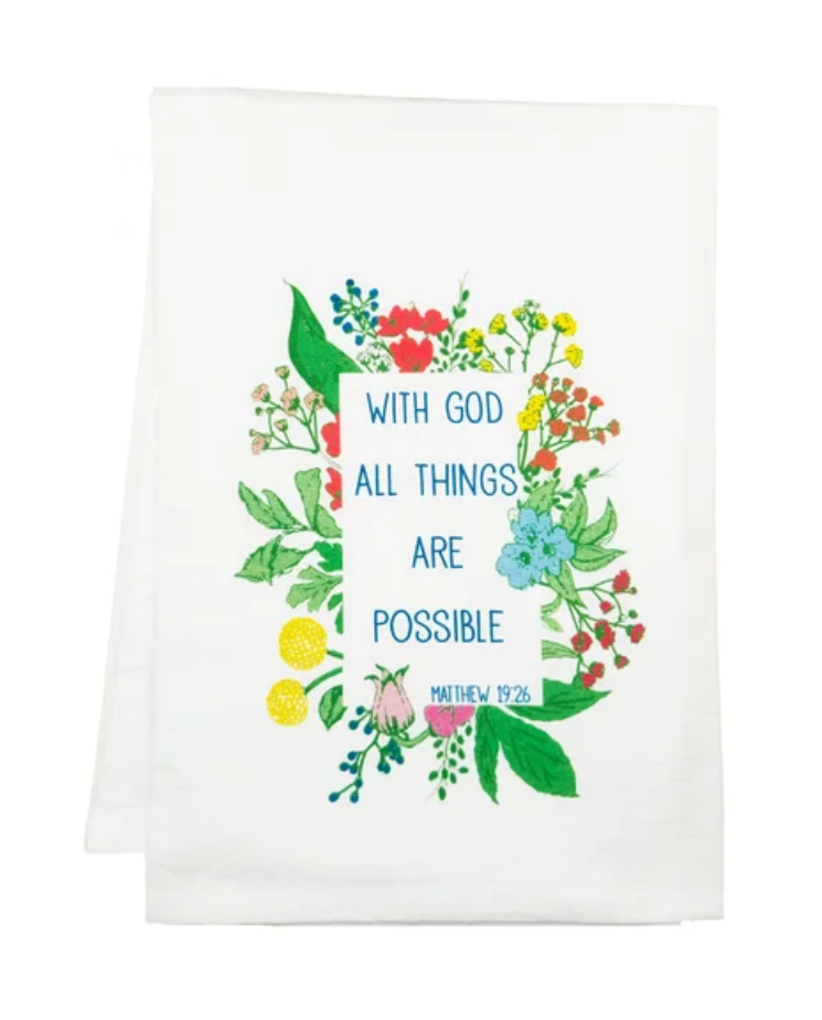 Standing On The Word Tea Towel - With God Matthew 19:26