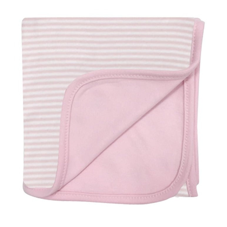 SOAS Reversible 2 Ply Blanket - Pink Stripe/Solid