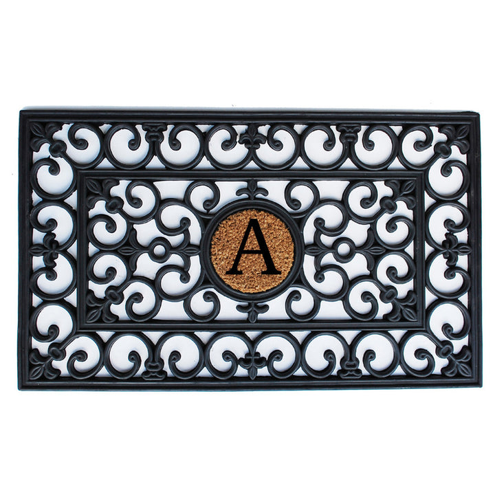 Home & More Rubber Doormat 18" x 30" w/Letter (Round Letter 5½")