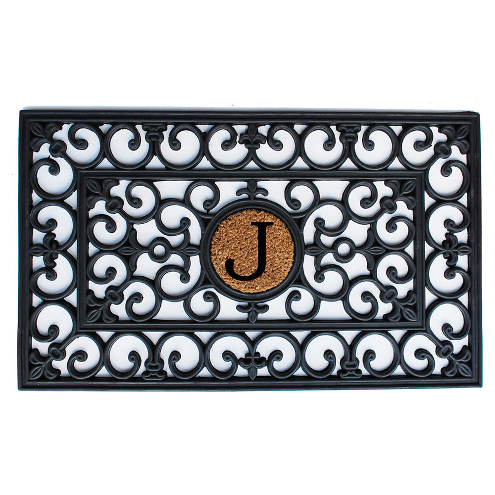 Home & More Rubber Doormat 18" x 30" w/Letter (Round Letter 5½")