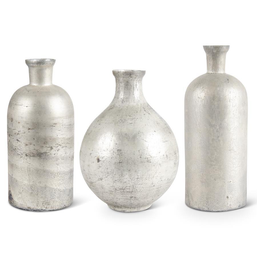 K & K Interiors Antique Gray Glazed Vase -8.75"